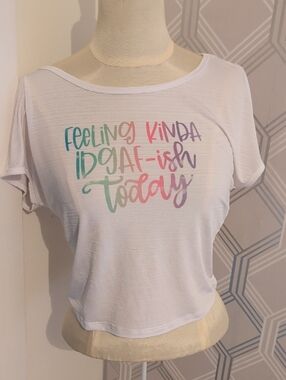 Women’s White Graphic Tee - Multicolor Script Slogan